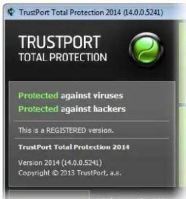 TrustPort Total Protection 2014 (14.0.0.5241) TRUSTPORT TOTAL PROTECTION Protected against viruses Protected against hackers This is a REGISTERED version. TrustPort Total Protection 2014 Version 2014 (14.0.0.5241) Copyright © 2013 TrustPort, a.s.