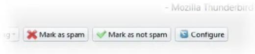 Mag * Mark as spam ✓ Mark as not spam Configure - Mozilla Thunderbird