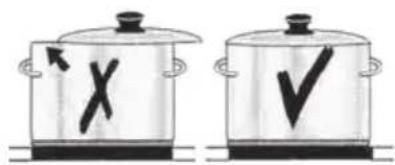 Illustration of two cooking pots with checkmarks and an arrow, showing different cooking methods or actions.