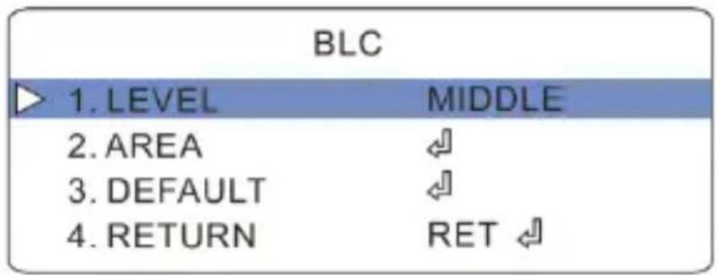 BLC 1. LEVEL MIDDLE 2. AREA ↻ 3. DEFAULT ↻ 4. RETURN RET ↻