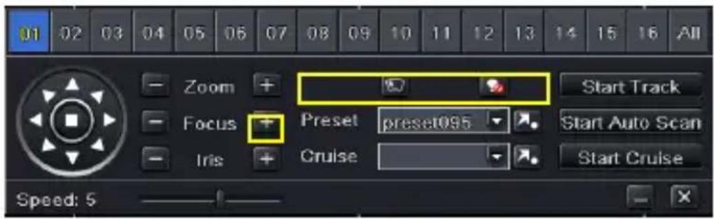 01 02 03 04 05 06 07 08 09 10 11 12 13 14 15 16 All Zoom + Focus + Preset preset095 Iris + Cruise Start Track Start Auto Scan Start Cruise Speed: 5