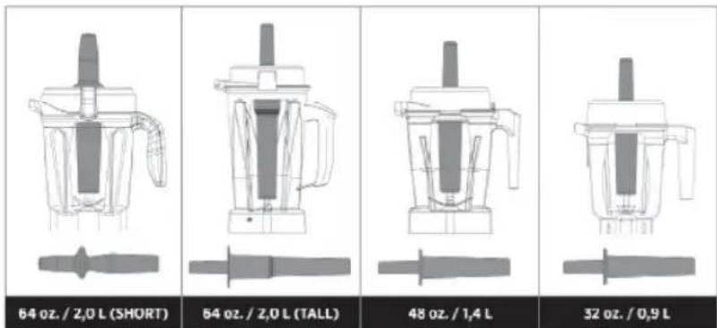 64 oz. / Z,0 L (SHORT) 54 oz. / Z,0 L (TALL) 48 oz. / 1.4 L 32 oz. / 0.9 L