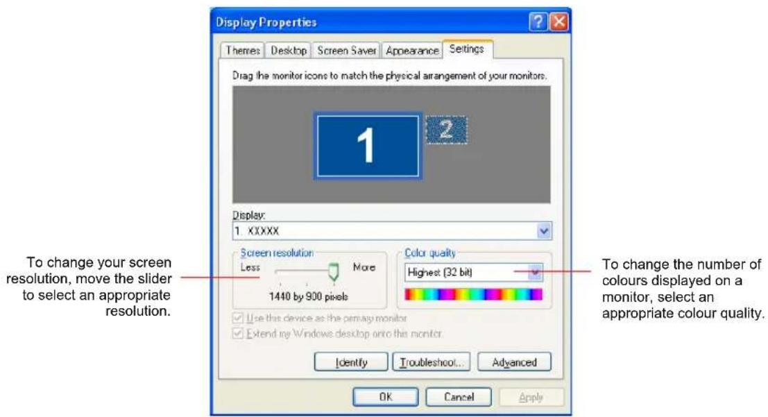 SAMSUNG NM40TP0QYB - Configuring Resolution and Colour Depth - 1