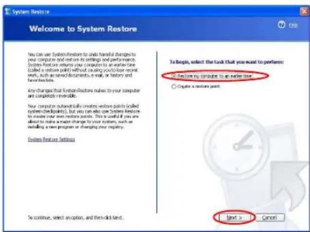 SAMSUNG NM40TP0QYB - Returning your computer to an earlier restore point - 1