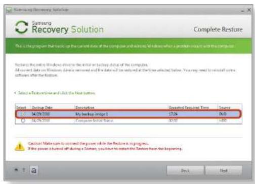SAMSUNG NP600B5BI - When the Samsung Recovery Solution start screen appears, click Restore and then click Complete Restore. - 1