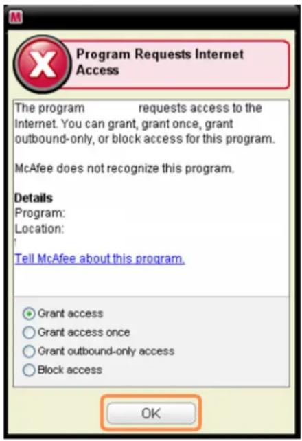 SAMSUNG NP-Q1UC - Method 1) When you need to select Allow Access in the Server or Internet Access Request window. - 1