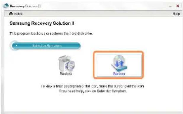 SAMSUNG NP-Q1UC - If the initial menu screen appears, click Backup. - 1
