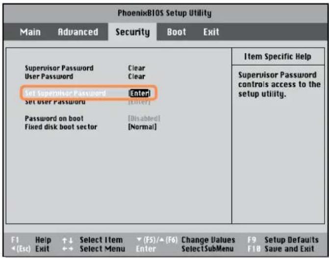 SAMSUNG NP-Q1UC - Setting a Supervisor Password - 1