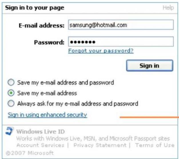 SAMSUNG NP-Q1UC - Logging into Internet Sites - 2