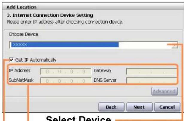 SAMSUNG NP-Q1UC - Select the LAN device, configure the IP address, and click the Next button. - 1