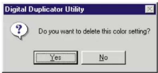 Digital Duplicator Utility Do you want to delete this color setting? Yes No