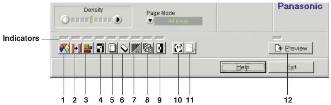 Indicators 1 2 3 4 5 6 7 8 9 10 11 12 Page Mode All page Panasonic Preview Help Exit