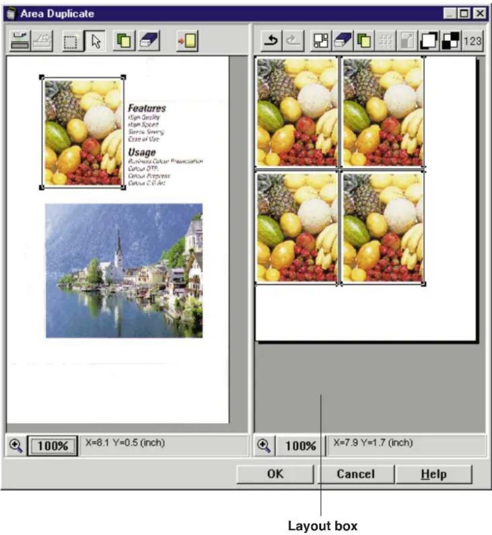 Area Duplicate Features Gyn Sarsby Hap Speed Suisse Swing Ease of Use Usage Business Colour Presentation Colour OTE Colour Prepress Colour C: Art 100% X=8.1 Y=0.5 (inch) 100% X=7.9 Y=1.7 (inch) OK Cancel Help Layout box