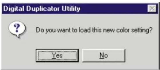 Digital Duplicator Utility Do you want to load this new color setting? Yes No