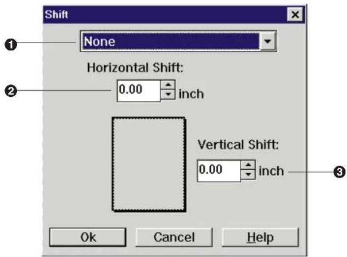 Shift None Horizontal Shift: 0.00 inch Vertical Shift: 0.00 inch Ok Cancel Help
