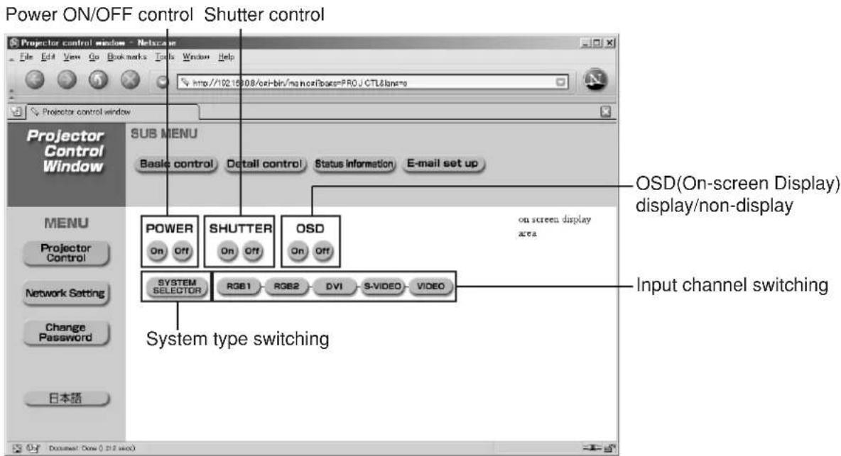 PANASONIC PT-D5500UL - ■ Basic control page - 1