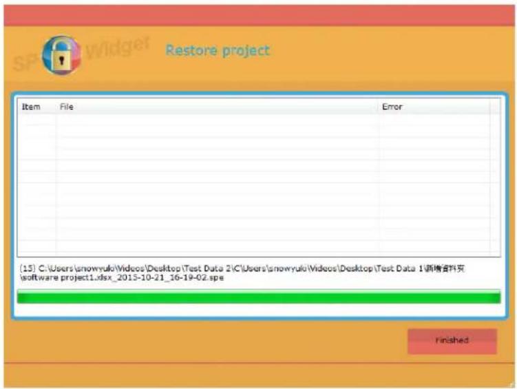 Restore project Item File Error (13) C:\Users\snowyuk\Videos\Desktop\Test Data 2\C\Users\snowyuk\Videos\Desktop\Test Data 1\新增资料夹\software project1.xlsx_2015-10-21_16-19-02.spe Finished