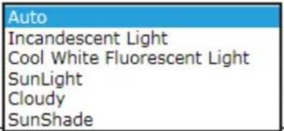 Auto Incandescent Light Cool White Fluorescent Light SunLight Cloudy SunShade