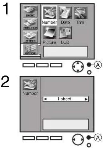 1 BASIC FUNCTION EFFECT OPTION Number Date Trim Picture LCD A 2 Number 1 sheet A