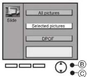 Slide All pictures Selected pictures DPOF B C
