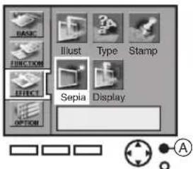 BASIC FUNCTION EFFECT OPTION Illust Type Stamp Sepia Display A