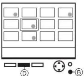 Diagram showing a grid layout with labeled components and symbols, including a legend for D and B.