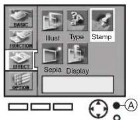 BASIC FUNCTION ILLUST Type Stamp EFFECT OPTION Sepia Display A