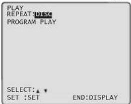 PLAY REPEAT: purple PROGRAM PLAY SELECT: ▲▼ SET :SET END:DISPLAY