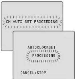 CH AUTO SET PROCEEDING AUTOCLOCKSET PROCEEDING CANCEL:STOP
