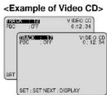 FDC FDC : Off VIDEO CD 0:12.34 FDC FDC : Off VIDEO CD 0:12.34 SET SET : SET NEXT : DISPLAY