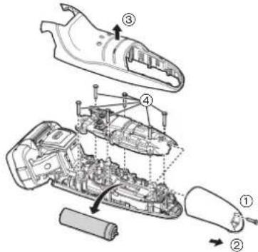 PANASONIC ES-TLVK6 - Removing the built-in rechargeable battery - 1