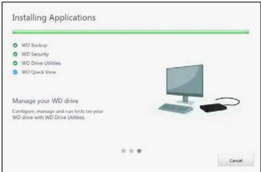 Installing Applications WD Backup WD Security WD Drive Utilities WD Quick View Manage your WD drive Configure, manage and run tests on your WD drive with WD Drive Utilities. Cancel