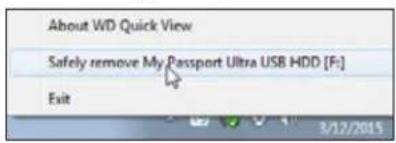 About WD Quick View Safely remove My Passport Ultra USB HDD [F:\] Exit