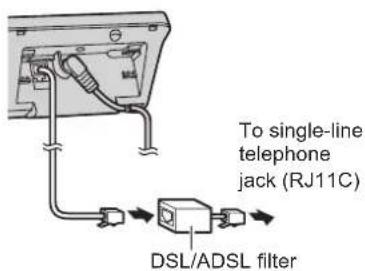 To single-line telephone jack (RJ11C) DSL/ADSL filter