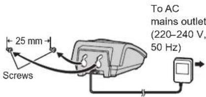 25 mm Screws To AC mains outlet (220-240 V, 50 Hz)