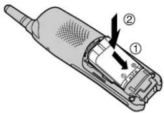Technical diagram of a handheld device with labeled parts ① and ②, showing internal structure and directional arrows.
