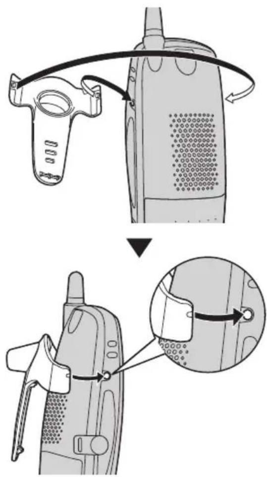 Diagram illustrating the step-by-step installation of a mobile phone device, showing front and side views with component details.