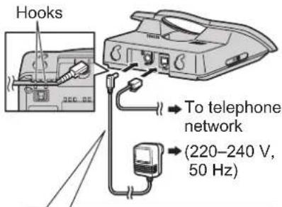 Hooks To telephone network (220-240 V, 50 Hz)
