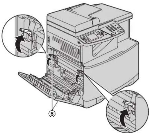Technical diagram of an ERP printer with labeled parts and zoomed-in insets showing internal structure changes.