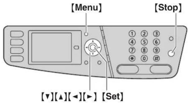 [Menu] [Stop] [▼][▲][◄][►] [Set]