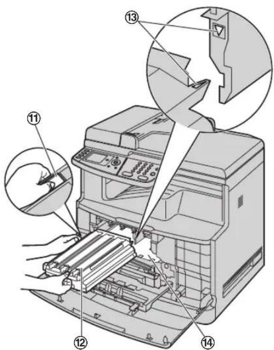 Diagram of printer internal components with numbered labels indicating parts of the machine and their assembly.