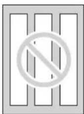Prohibition sign with three vertical bars and a circle containing the prohibition symbol
