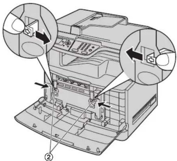 Diagram of a printer with labeled parts and directional arrows indicating process flow