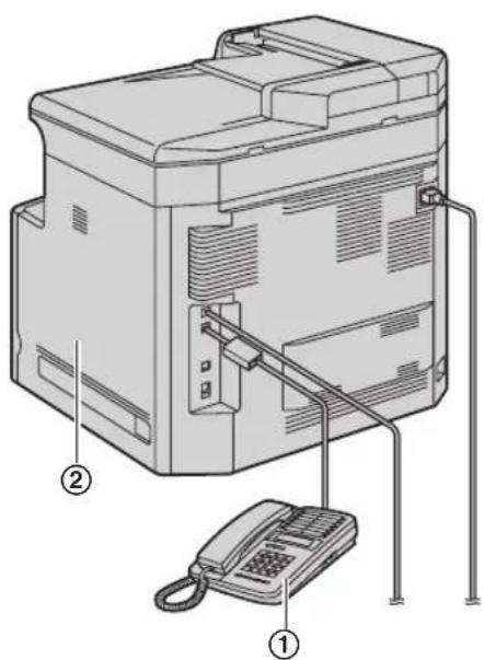 Diagram of a computer tower with labeled components including an open base, telephone, and cable connections