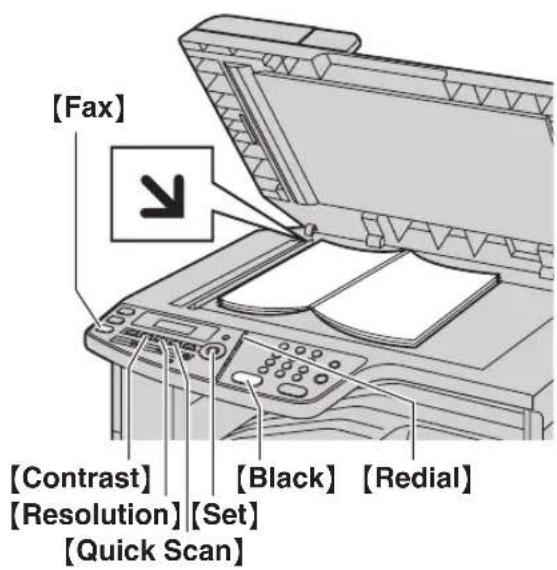 [Fax] [Contrast] [Resolution] [Set] [Quick Scan] [Black] [Redial]