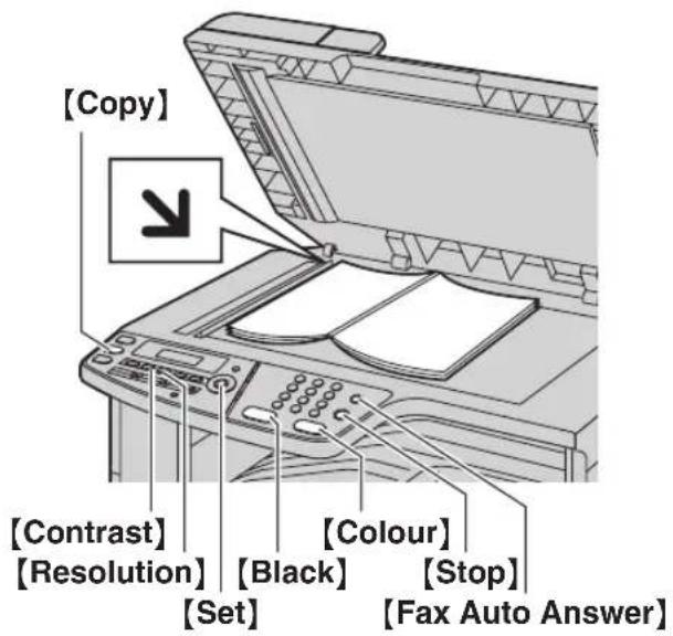 [Copy] [Contrast] [Resolution] [Set] [Black] [Colour] [Stop] [Fax Auto Answer]