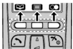 Control panel interface with icons for display, screen, and buttons labeled in English