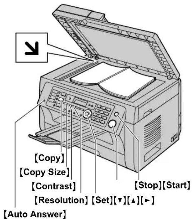 [Copy] [Copy Size] [Contrast] [Resolution] [Set][▼][▲][►] [Stop][Start] [Auto Answer]