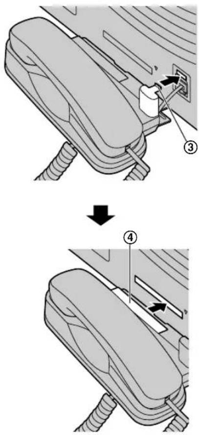 Diagram showing a device's internal components before and after assembly, with numbered parts indicating steps.