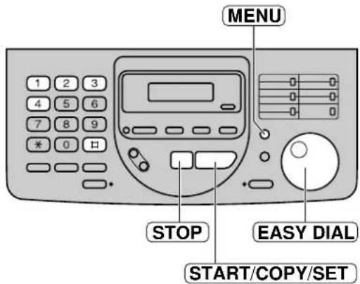 MENU 1 2 3 4 5 6 7 8 9 * 0 口 STOP EASY DIAL START/COPY/SET
